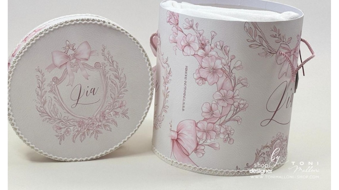 Trusou botez Pink Bows alb murdar, roz pudră și burgundy 26